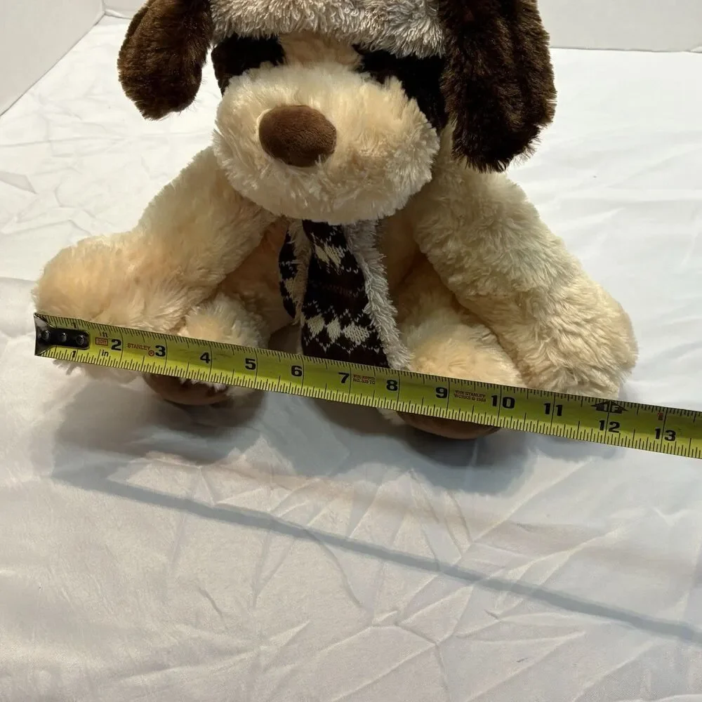 Hugfun International Kowloon Hong Kong Dog Plush Tan Brown Winter Hat Scarf 12" - Picture 10 of 10